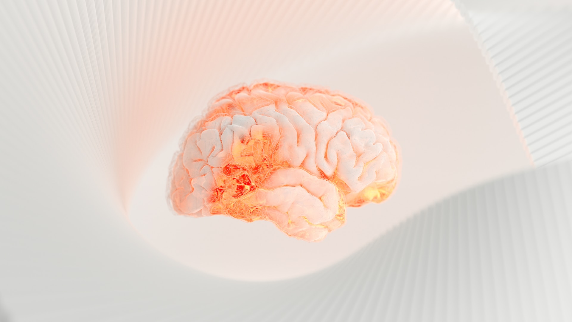 A computer generated image of the human brain on an abstract background.